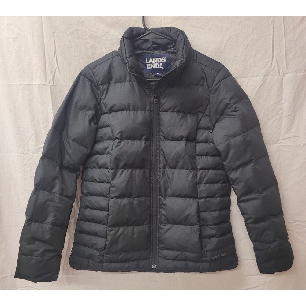 Women's Lands' End Down Puffer Jacket Black XS
